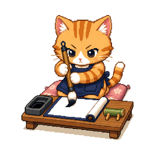 書道する猫